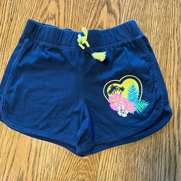 Navy Girls Size 7/8 Shorts with Tropical Print - Picture 1 of 5